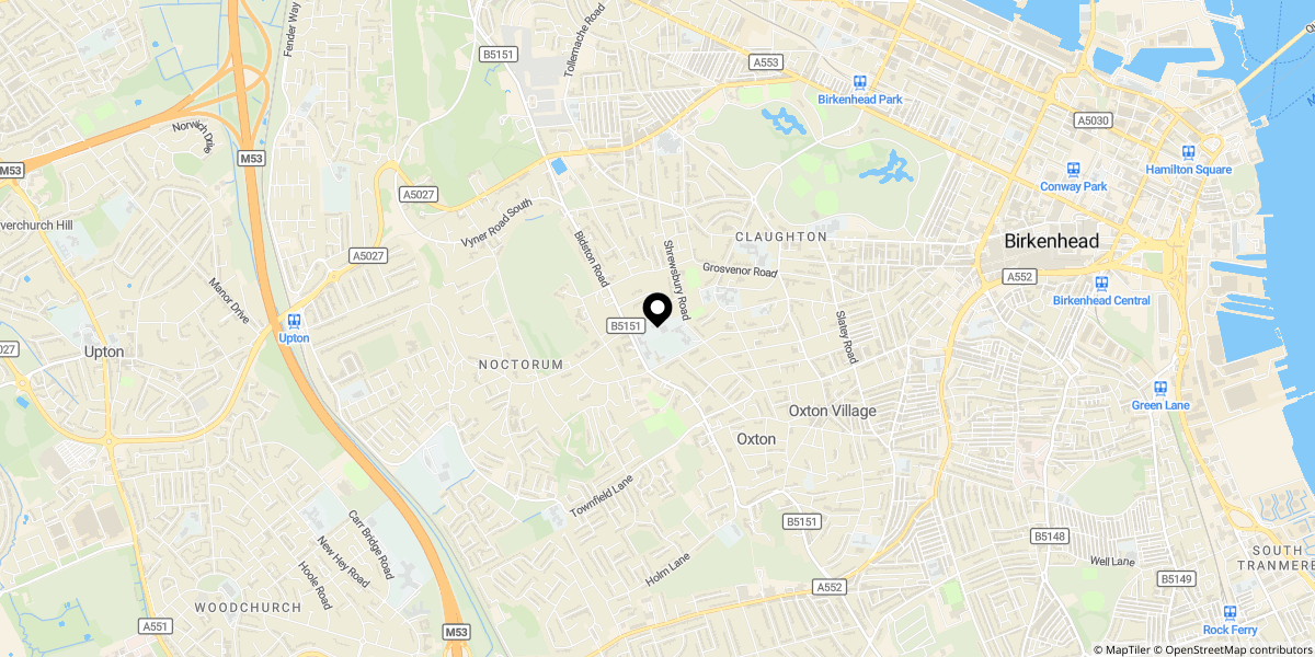 Approximate location of Westminster Court, Bidston Road, Prenton, CH43 6UH